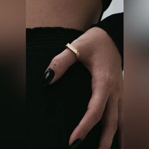 Ask & Embla Brixton Signet Ring, 925 Sterling Silver, Gold, Size 8